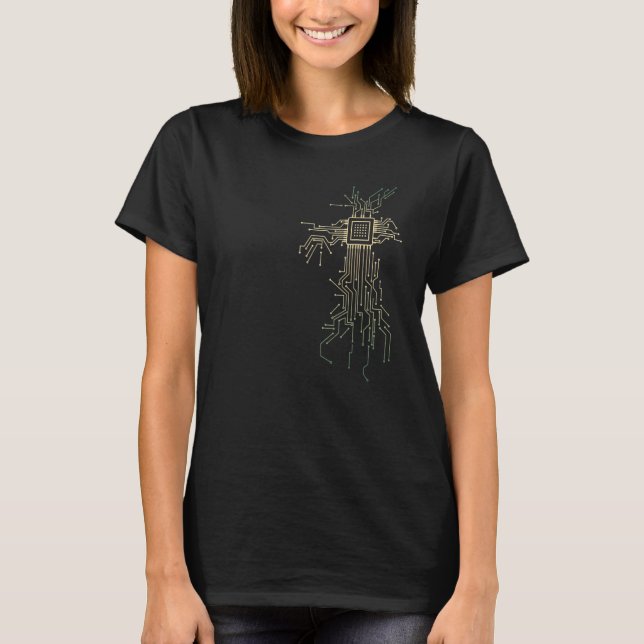 PCB circuit boards layout CPU heart computer admin T-Shirt (Front)