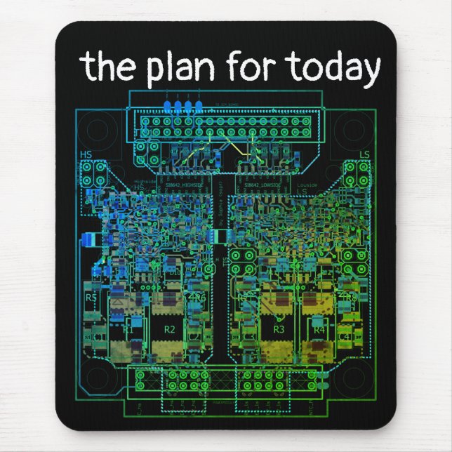 PCB Printed Circuit Board Platinen-Shirt mit Plan Mouse Pad (Front)
