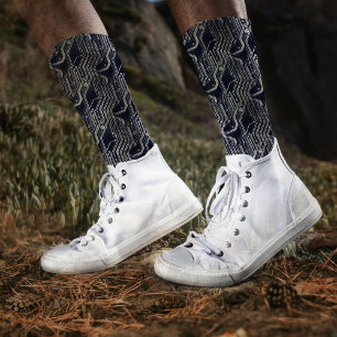 PCB Quirky Abstract Electronic Geek Navy Blue Mens Socks