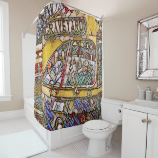 PCC Graveyard Stain Glass Shower Curtain