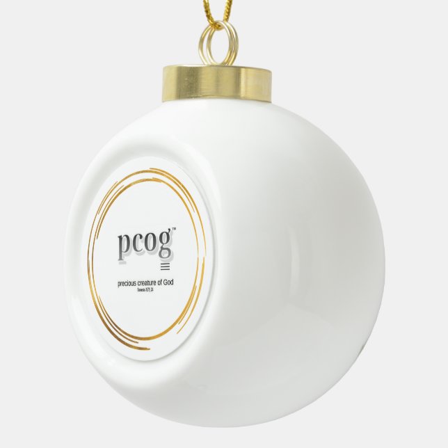 pcog WHISPY GOLD CIRCLES with phrase & scripture Ceramic Ball Christmas Ornament (Right)
