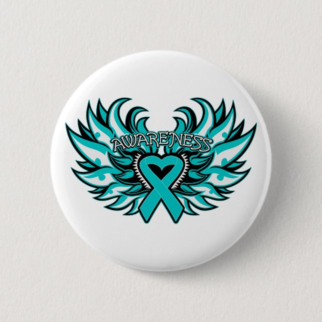 PCOS Awareness Heart Wings.png 6 Cm Round Badge (Front)