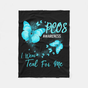 Pcos awareness i wear teal for me Artwork Fleece Blanket