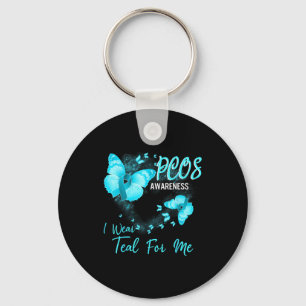 Pcos awareness i wear teal for me Illustration Key Ring