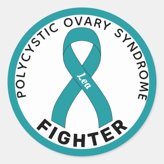 PCOS Fighter Ribbon White Round Sticker (Front)
