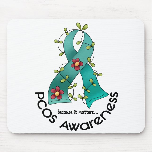 PCOS Flower Ribbon Mouse Pad (Front)