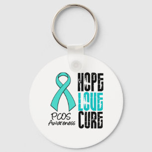 PCOS Hope Love Cure Ribbon Key Ring