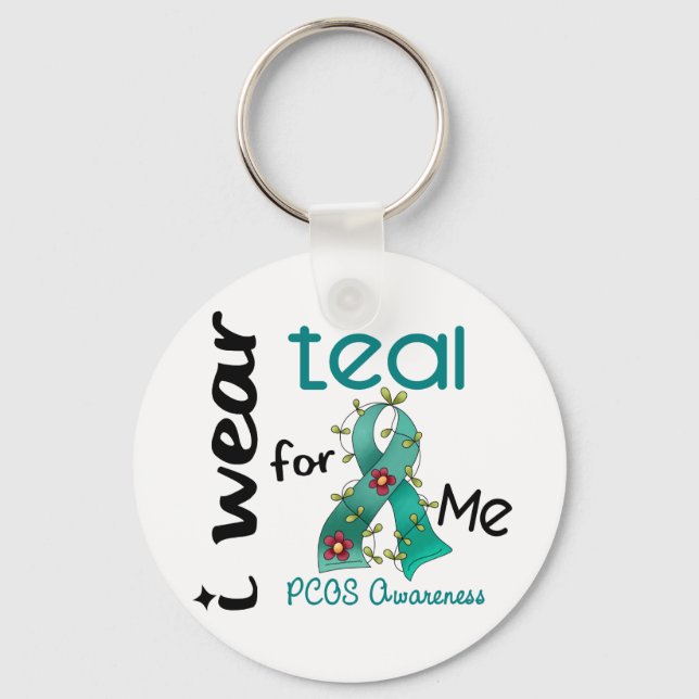 PCOS I Wear Teal For ME 43 Key Ring (Front)