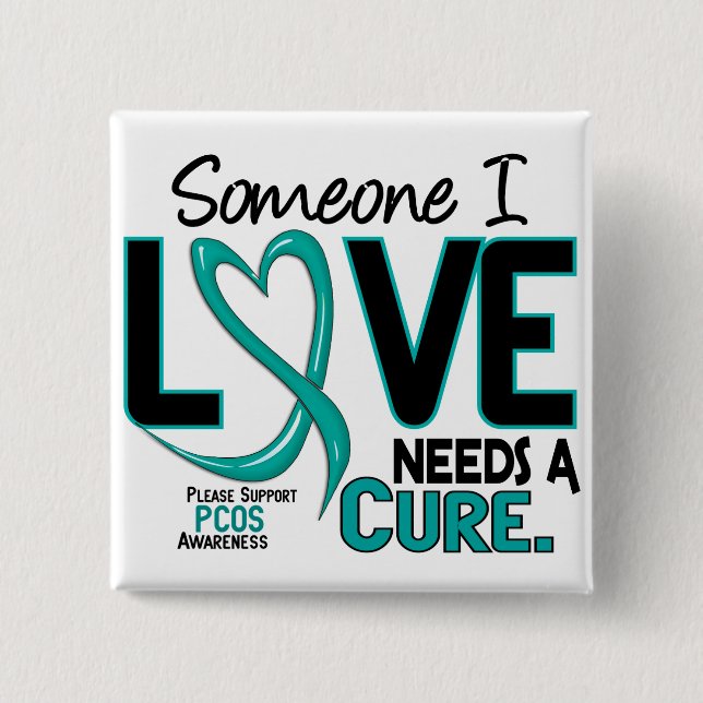 PCOS Needs A Cure 2 15 Cm Square Badge (Front)