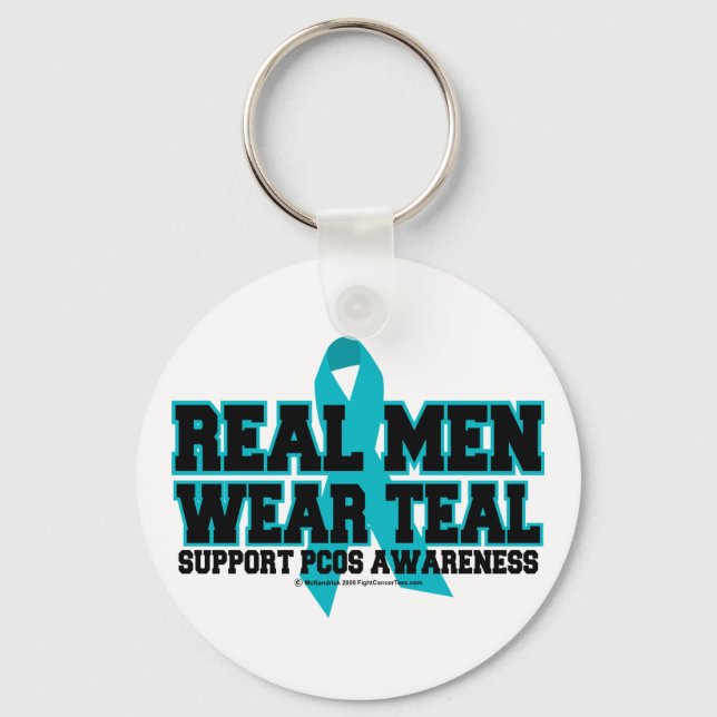 PCOS Real Men Wear Teal Key Ring (Front)