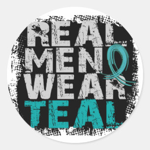 PCOS Real Men Wear Teal Polycystic Ovarian Syndrom Classic Round Sticker