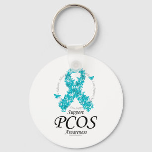 PCOS Ribbon Of Butterflies Key Ring