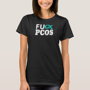 Pcos Teal Ribbon Polycystic Ovary Syndrome Velvety T-Shirt