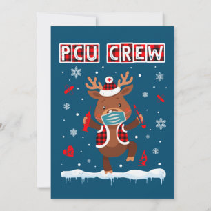 PCU Crew Buffalo Plaid Face Mask Reindeer Nurse Invitation