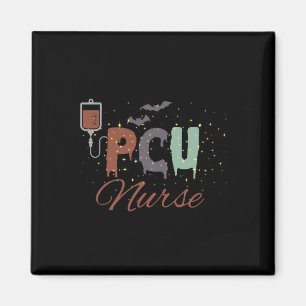 PCU Nurse Halloween Retro Nurse Progressive Care U Magnet