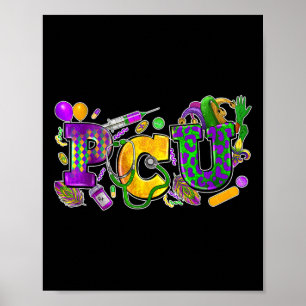 Pcu Nurse Mardi Gras Progressive Care Unit Nursing Poster