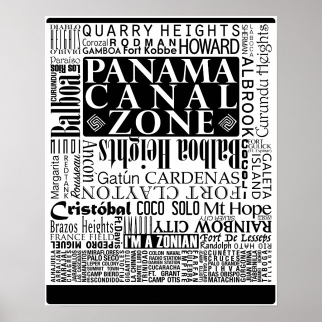 PCZ – Panama Canal Zone Locations w/ Border Poster (Front)