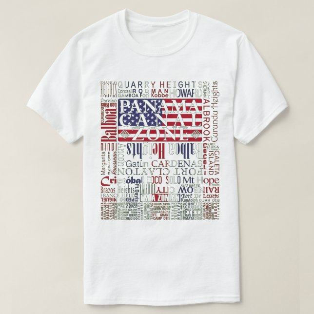 PCZ – Panama Canal Zone Locations with Colours T-Shirt (Design Front)