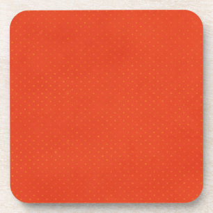 pd16red BRIGHT ORANGE POLKA DOT PATTERN RETRO TEMP Coaster