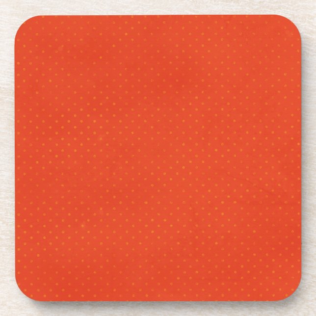 pd16red BRIGHT ORANGE POLKA DOT PATTERN RETRO TEMP Coaster (Front)
