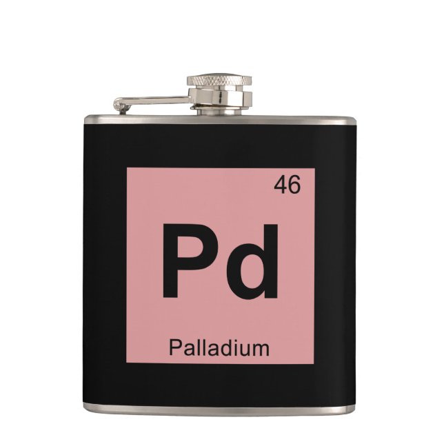 Pd - Palladium Chemistry Periodic Table Symbol Hip Flask (Front)