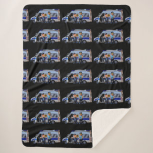 PD Police Law Enforcement Academy Grad Car Sherpa Blanket