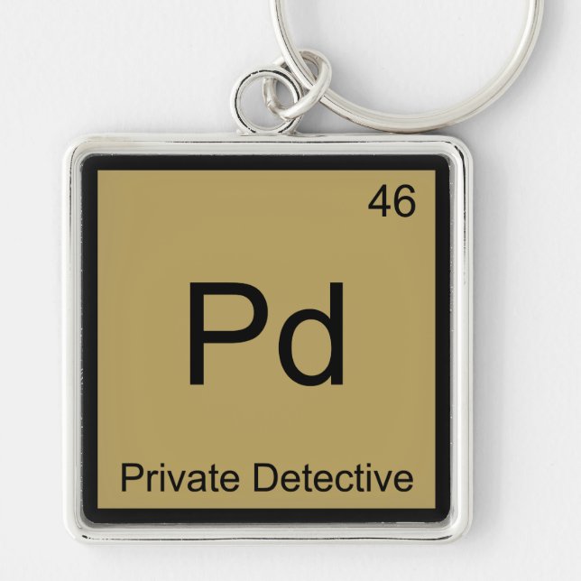 Pd - Private Detective Chemistry Element Symbol T Key Ring (Front)