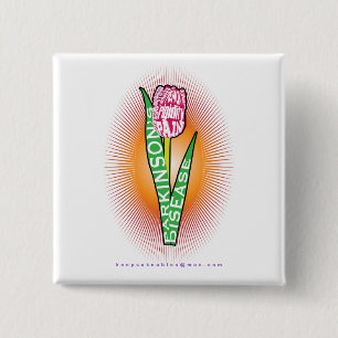 PD Symptom Worded Tulip with burst 15 Cm Square Badge