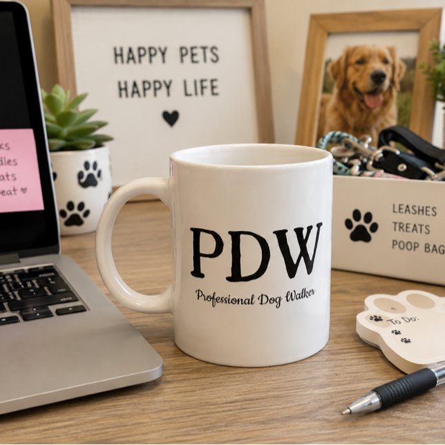 “PDW Professional Dog Walker” Funny Dog Lover Gift Large Coffee Mug (Creator Uploaded)