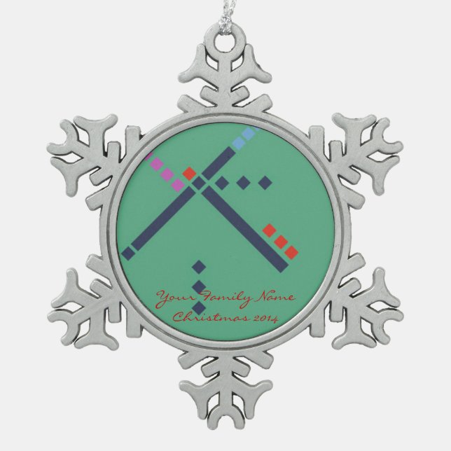 PDX Airport Carpet Snowflake Pewter Christmas Ornament (Front)