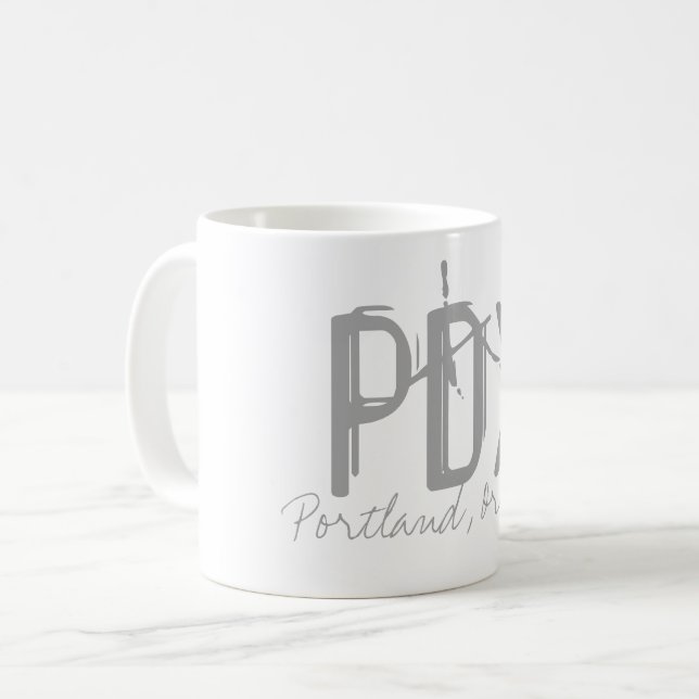 PDX Portland Airport Typography Coffee Mug (Front Left)
