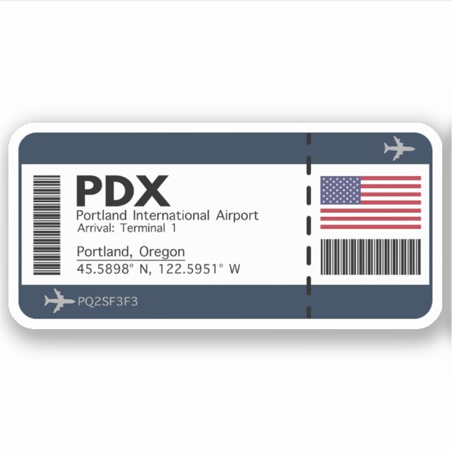 PDX Portland Boarding Pass - Oregon (Front)