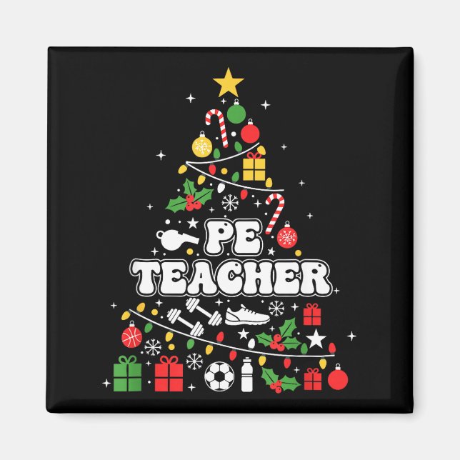 Pe Physical Education Teacher Christmas Tree Women Magnet (Front)