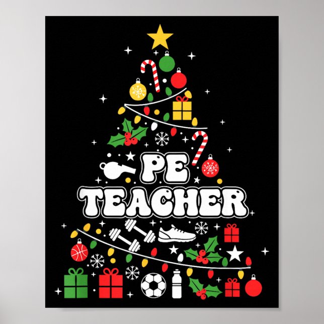 Pe Physical Education Teacher Christmas Tree Women Poster (Front)