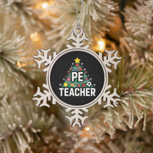 PE Teacher Christmas Tree Ornaments Soccer Xmas