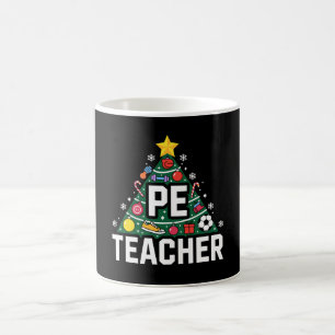 PE Teacher Christmas Tree Ornaments Soccer Xmas Coffee Mug