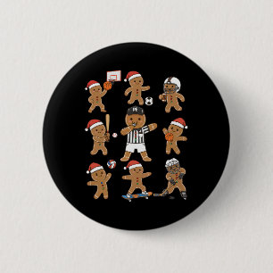 Pe Teacher Gingerbread Man Playing Sports Physical 6 Cm Round Badge