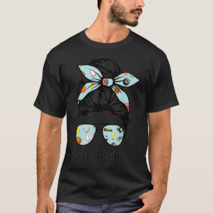 Pe Teacher Messy Bun Life Hair Glasses Phys Ed T-Shirt