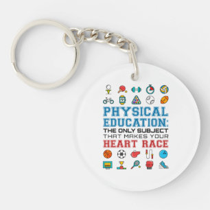 PE Teacher Phys Ed Gym Coach Heart Race Key Ring