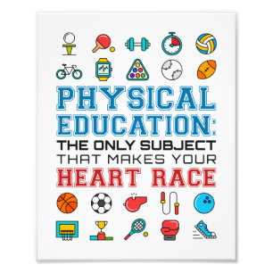 PE Teacher Phys Ed Gym Coach Heart Race Photo Print