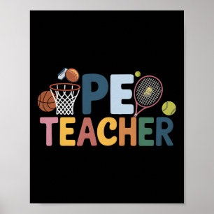 Pe Teacher Soccer Bysketbyll Physical Education Ap Poster