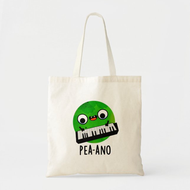Pea-ano Funny Music Veggie Pea Pun  Tote Bag (Front)