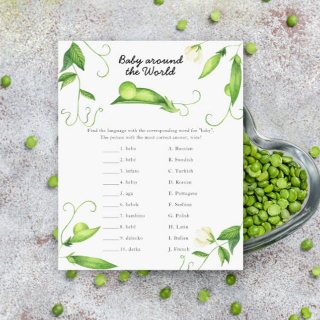 Pea baby shower - baby around the world game (Creator Uploaded)