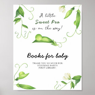 Pea baby shower - books for baby poster