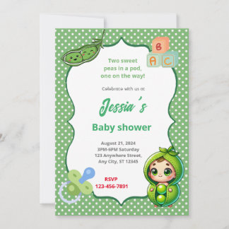 Pea Baby Shower  Invitation