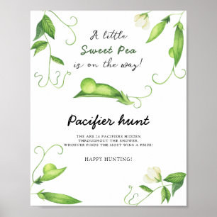 Pea baby shower - pacifier hunt game poster