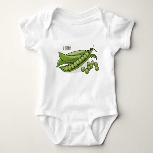 Pea cartoon illustration  baby bodysuit (Front)