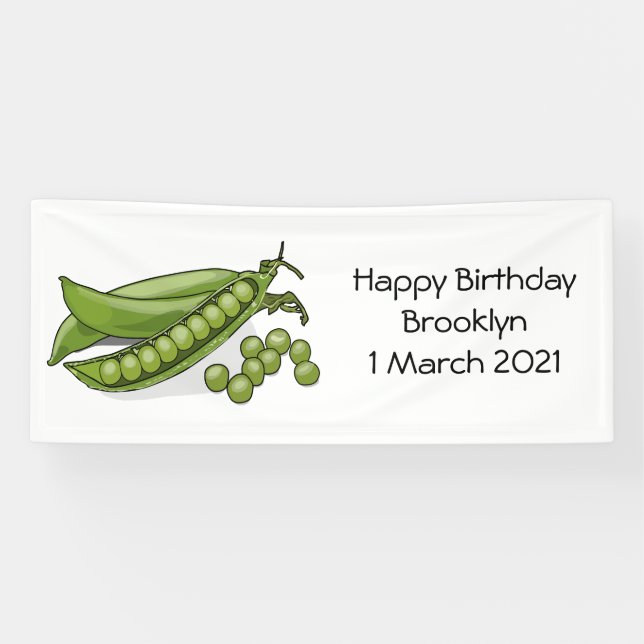 Pea cartoon illustration banner (Horizontal)