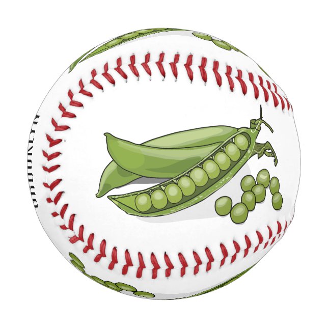Pea cartoon illustration  baseball (Front Left)