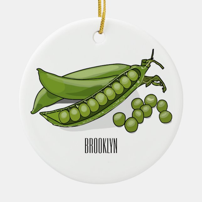 Pea cartoon illustration  ceramic ornament (Front)